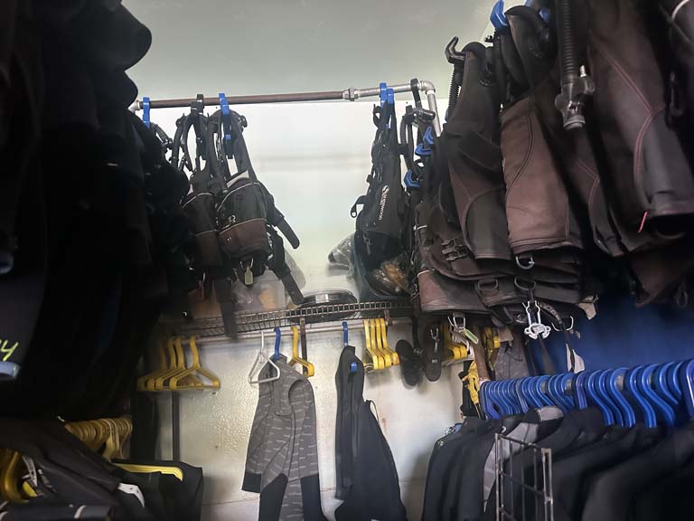 wetsuits and scuba tanks for sale
